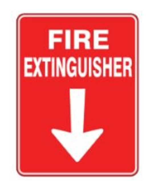 Picture of Fire Extinguisher Location Sticker with arrow 150mm x 100mm