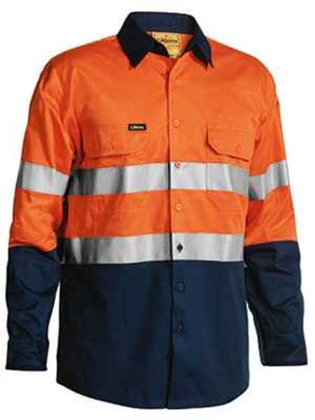 Picture of Bisley Two Tone Hi Vis 3M Taped Lightweight L/S Shirt