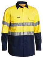 Picture of Bisley Two Tone Hi Vis 3M Taped Lightweight L/S Shirt