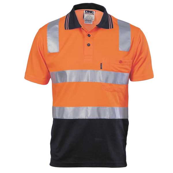 Picture of DNC Cotton Back Hi Vis 2 Tone S/S Polo Shirt with Reflective Tape