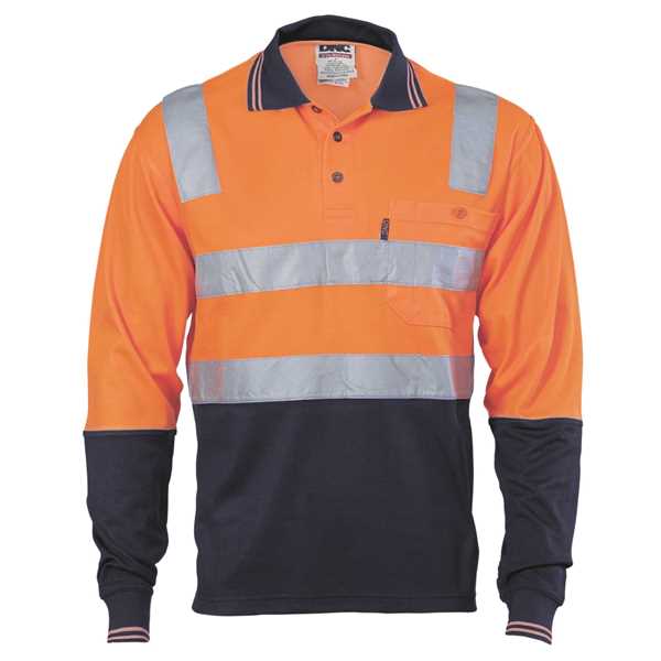 Picture of DNC Cotton Back Hi Vis 2 Tone L/S Polo Shirt with Reflective Tape